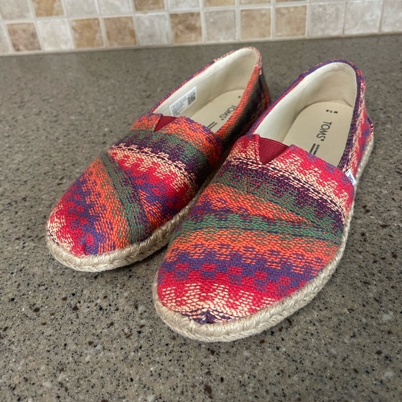 Toms Shoes - Toms Women’s Alpargata Multi Color Rope Espadrille Slip on Sneaker Size 7.5